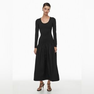Aritzia Guild Ballett neck Midi dress Size Small Black Long Sleeves